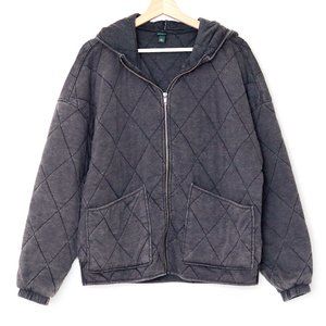 Wild Fable Grey Quilted Zip Up Hoodie